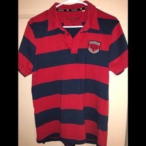 Red and blue striped guess jeans shirt
